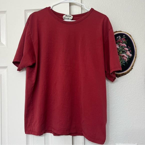 Acne Studios maroon red solid basic tee shirt tshirt luxury designer Stockholm